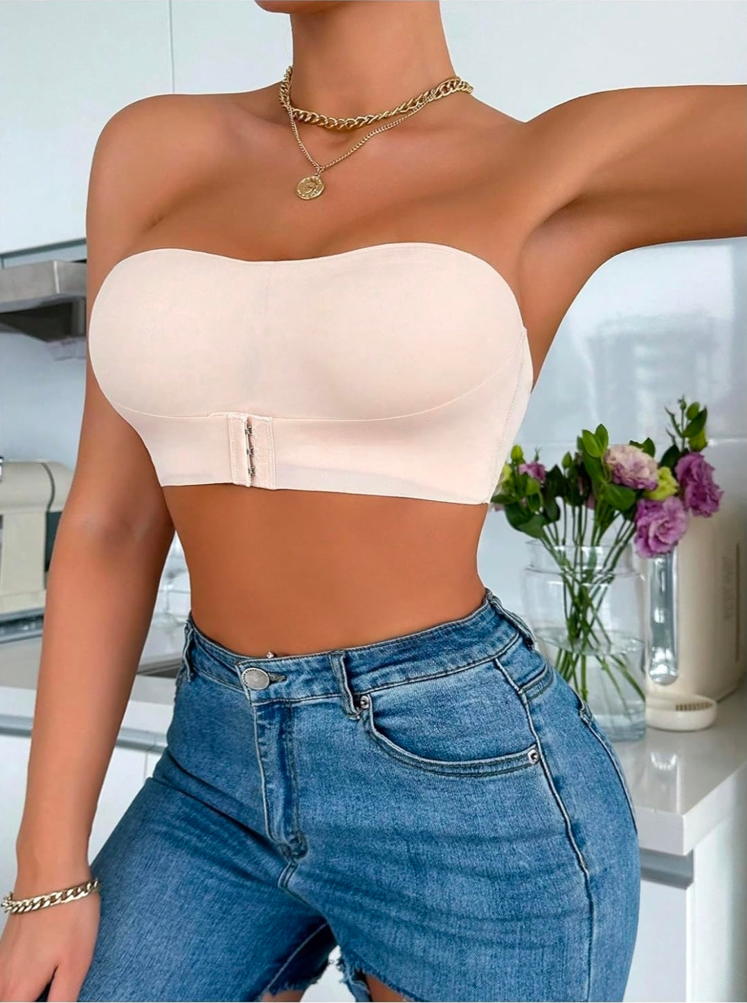 NWT SIZE L & XL Wdirara Women's Strapless Front Closure Bra