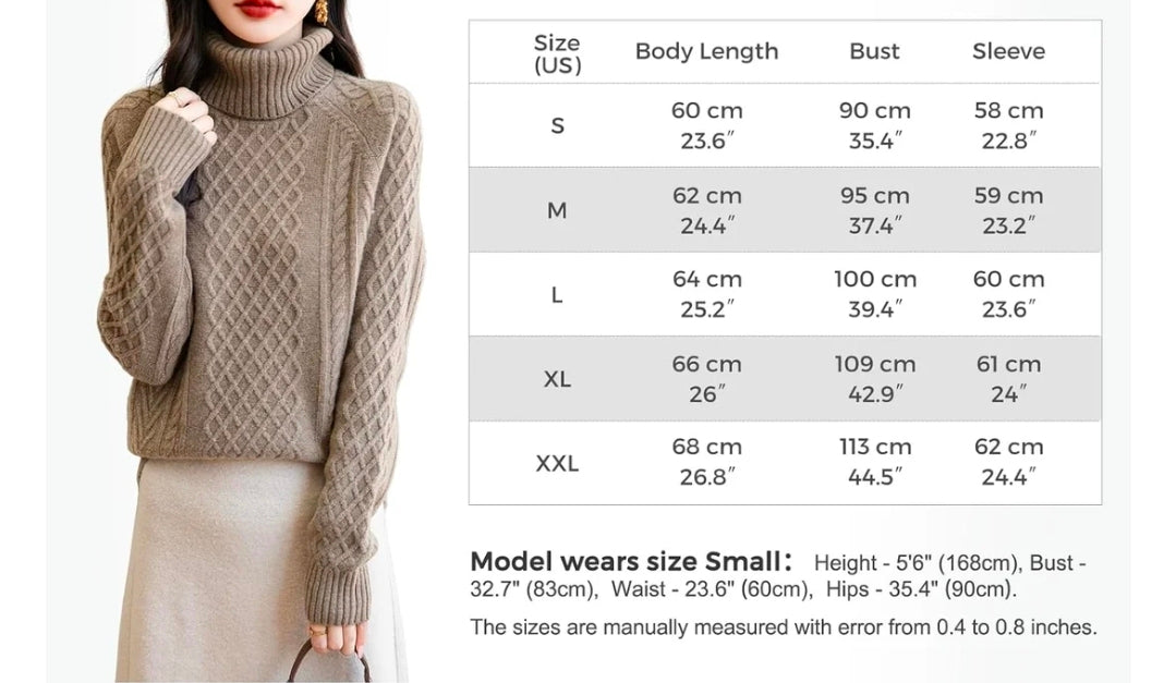 NWT SIZE XL Chanyarn Vintage Merino Wool Turtleneck Sweater