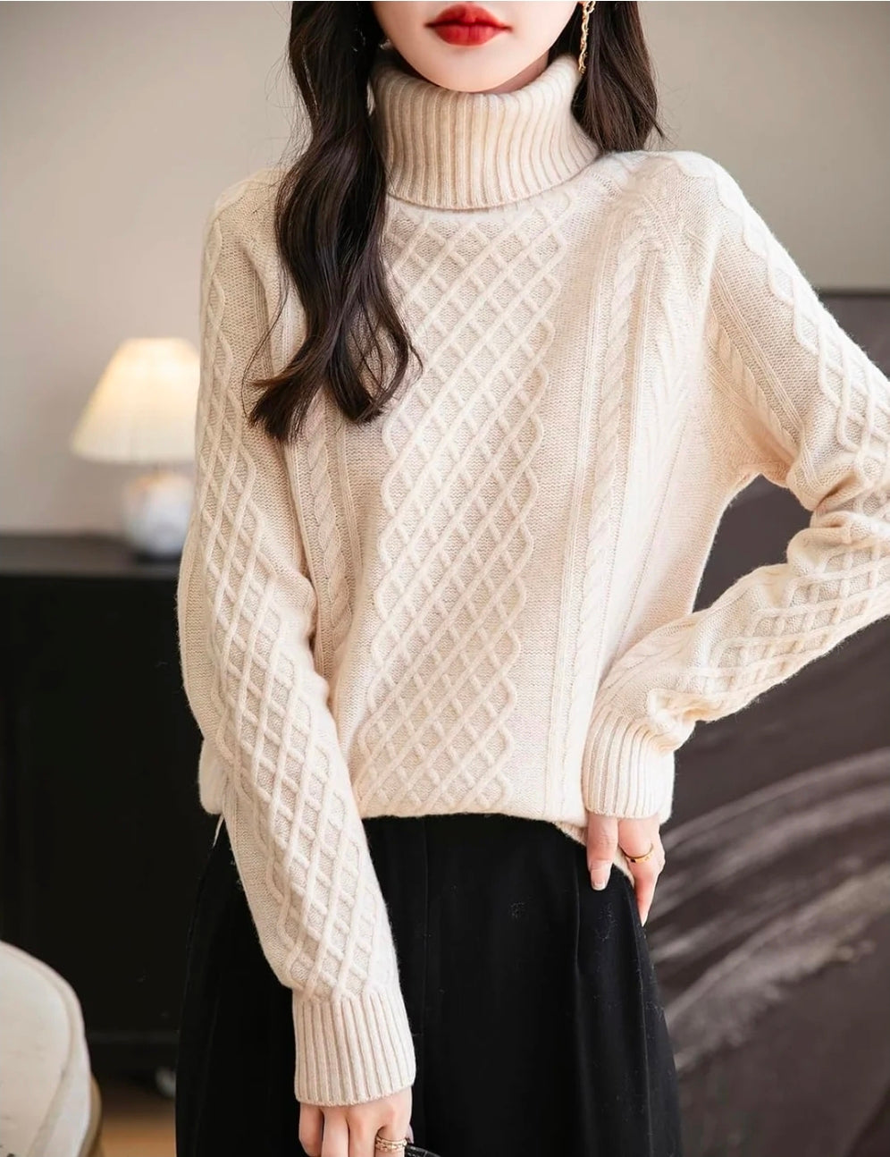 NWT SIZE XL Chanyarn Vintage Merino Wool Turtleneck Sweater