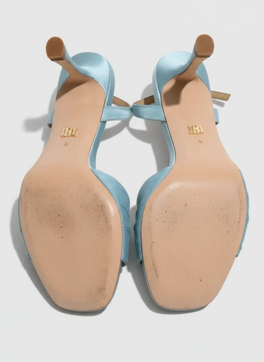 PRE-OWNED SIZE 9 Romantic Badgley Mischka Dora sandals in blue satin