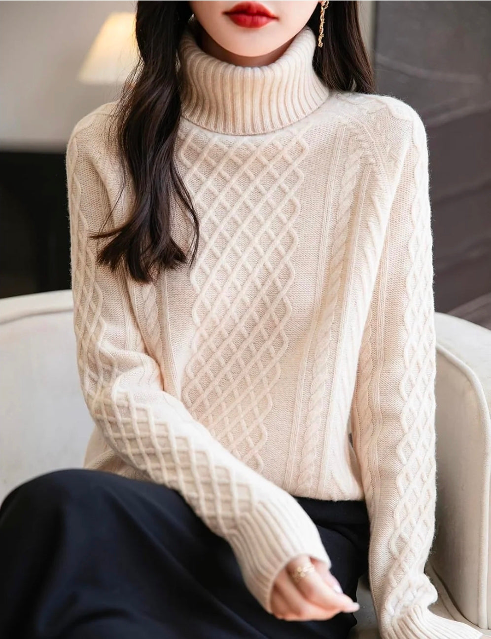 NWT SIZE XL Chanyarn Vintage Merino Wool Turtleneck Sweater