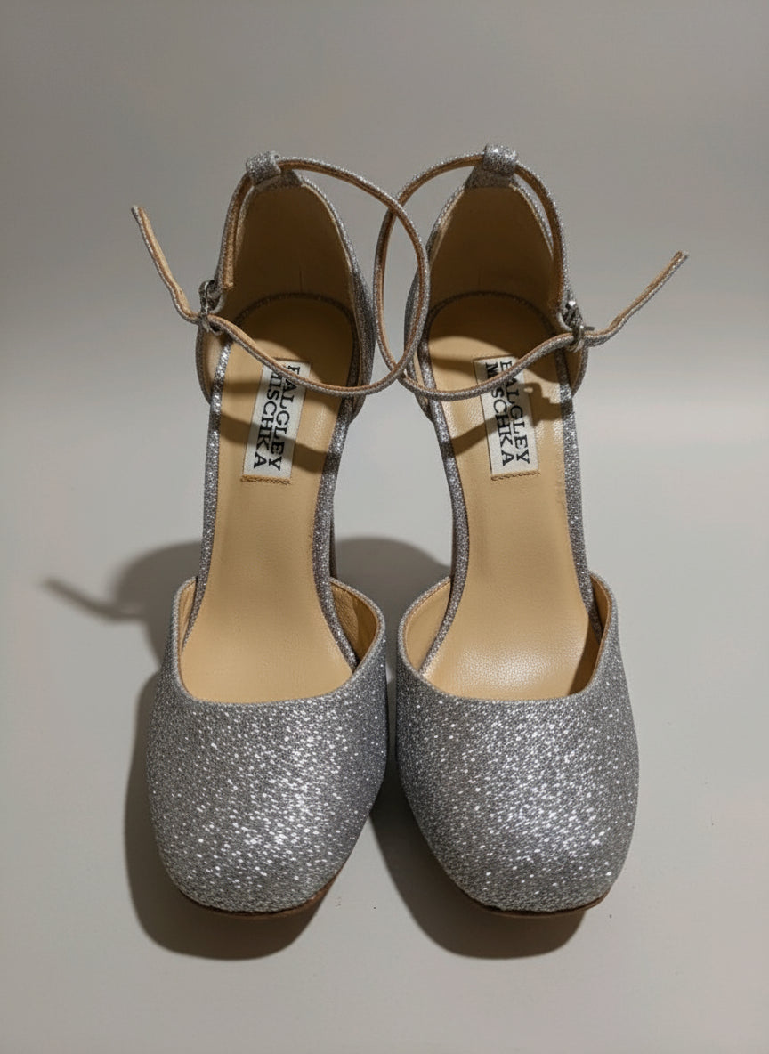 PRE-OWNED SIZE 5.5 Badgley Mischka Jayda Platform Heels Satin