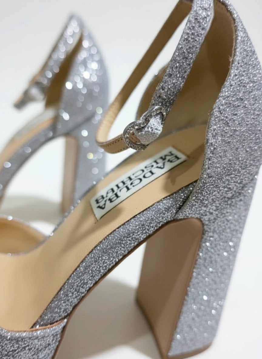 PRE-OWNED SIZE 5.5 Badgley Mischka Jayda Platform Heels Satin
