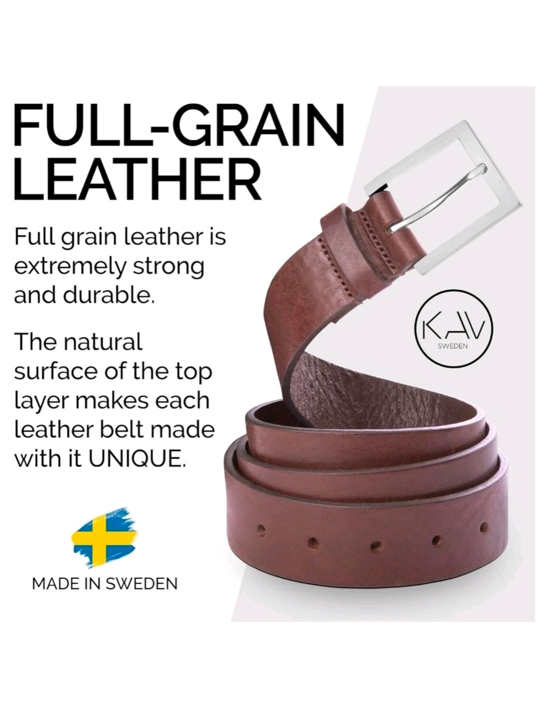 NWT 41" KAV Sweden men’s leather belt