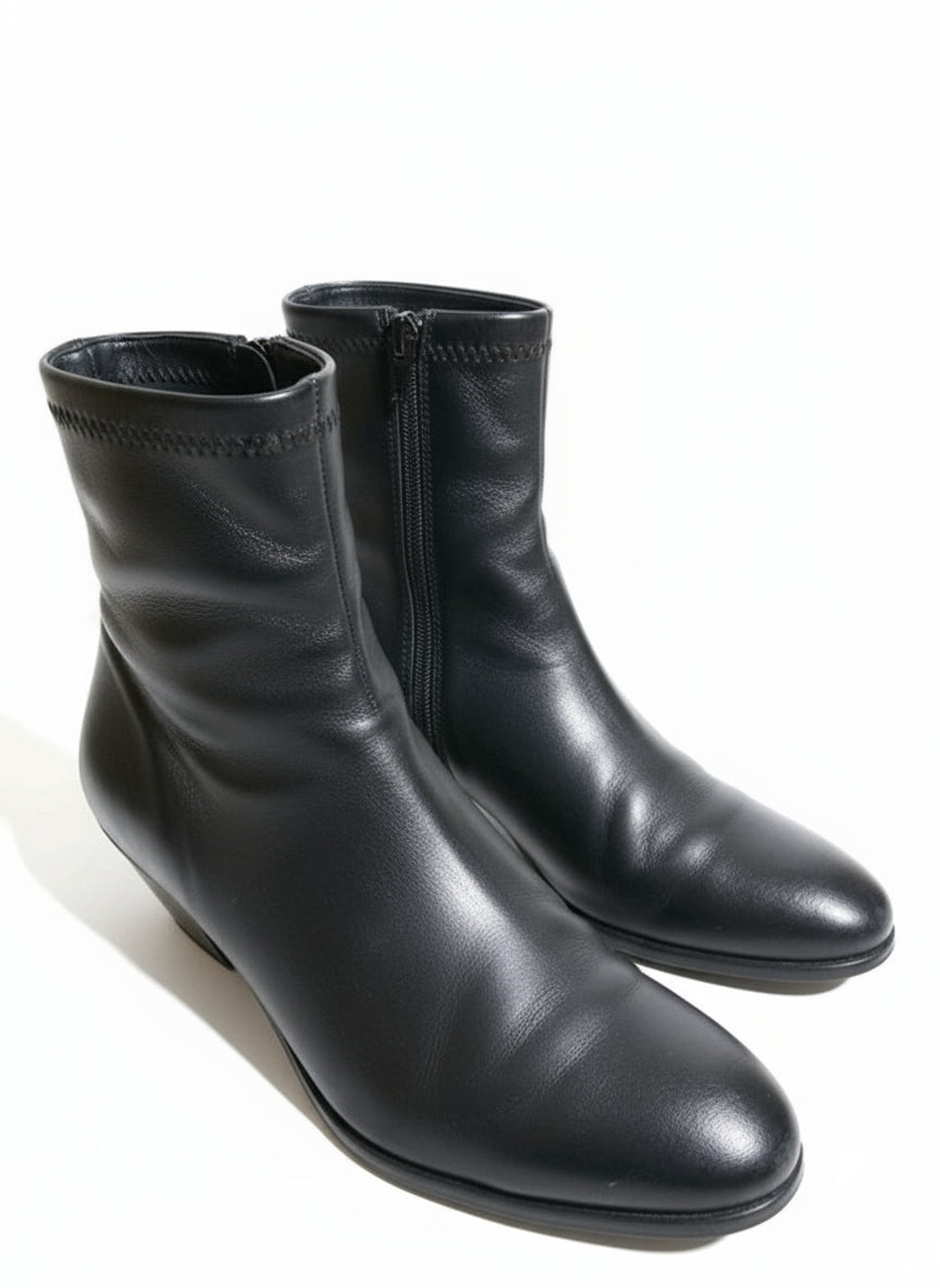 PRE-OWNED SIZE 8M Women’s Black Ankle Boots Vinka Block Heel Zipper Pointed Toe (Read...