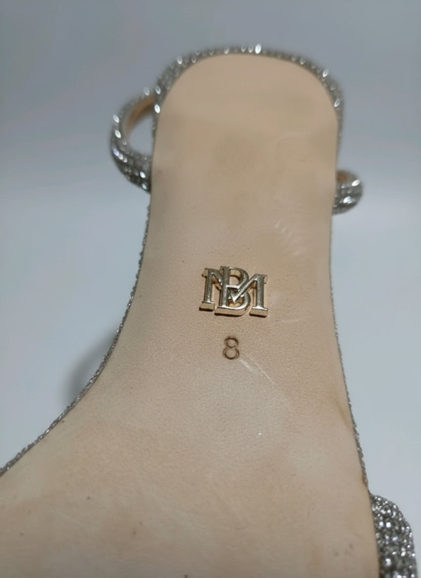 PRE-OWNED SIZE 8 Badgley Mischka Effie Strappy Bow Stiletto Heels