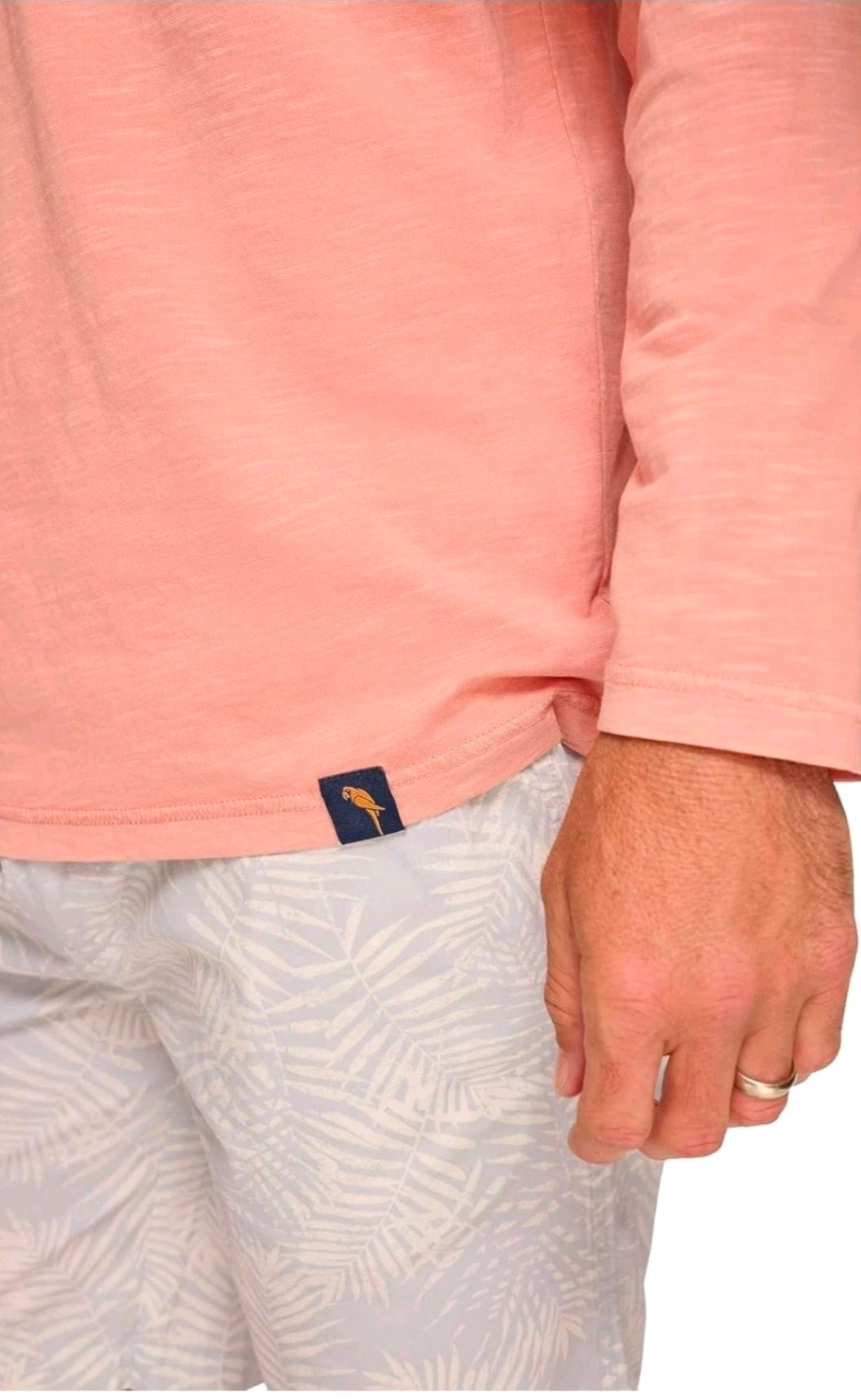 NWT SIZE S Margaritaville Men’s Island Reserve Long Sleeve Henley Shirt – Coral