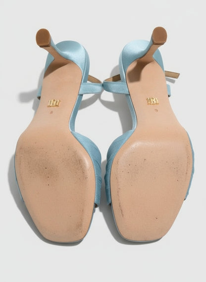 PRE-OWNED SIZE 9 Romantic Badgley Mischka Dora sandals in blue satin