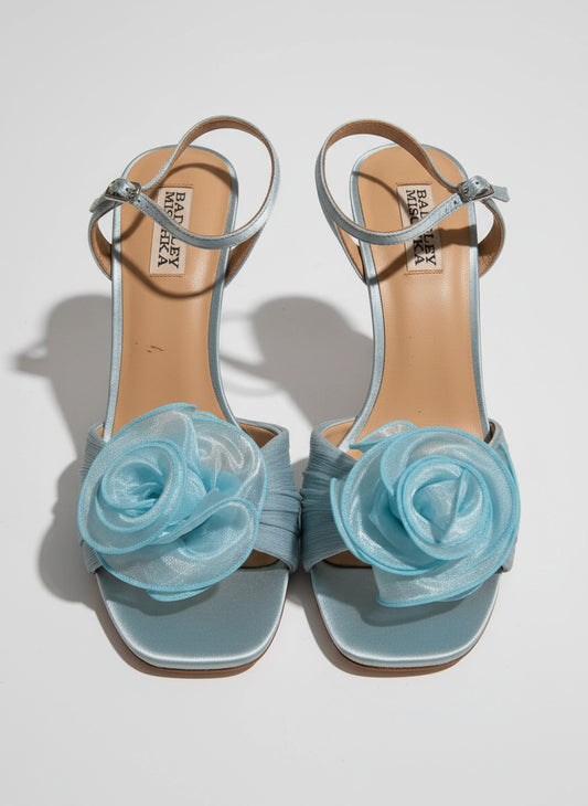 PRE-OWNED SIZE 9 Romantic Badgley Mischka Dora sandals in blue satin