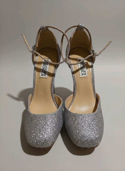 PRE-OWNED SIZE 5.5 Badgley Mischka Jayda Platform Heels Satin