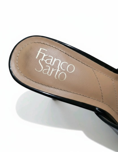 PRE-OWNED SIZE 8 Franco Sarto Black Khloe Leather Slingback Kitten Heels