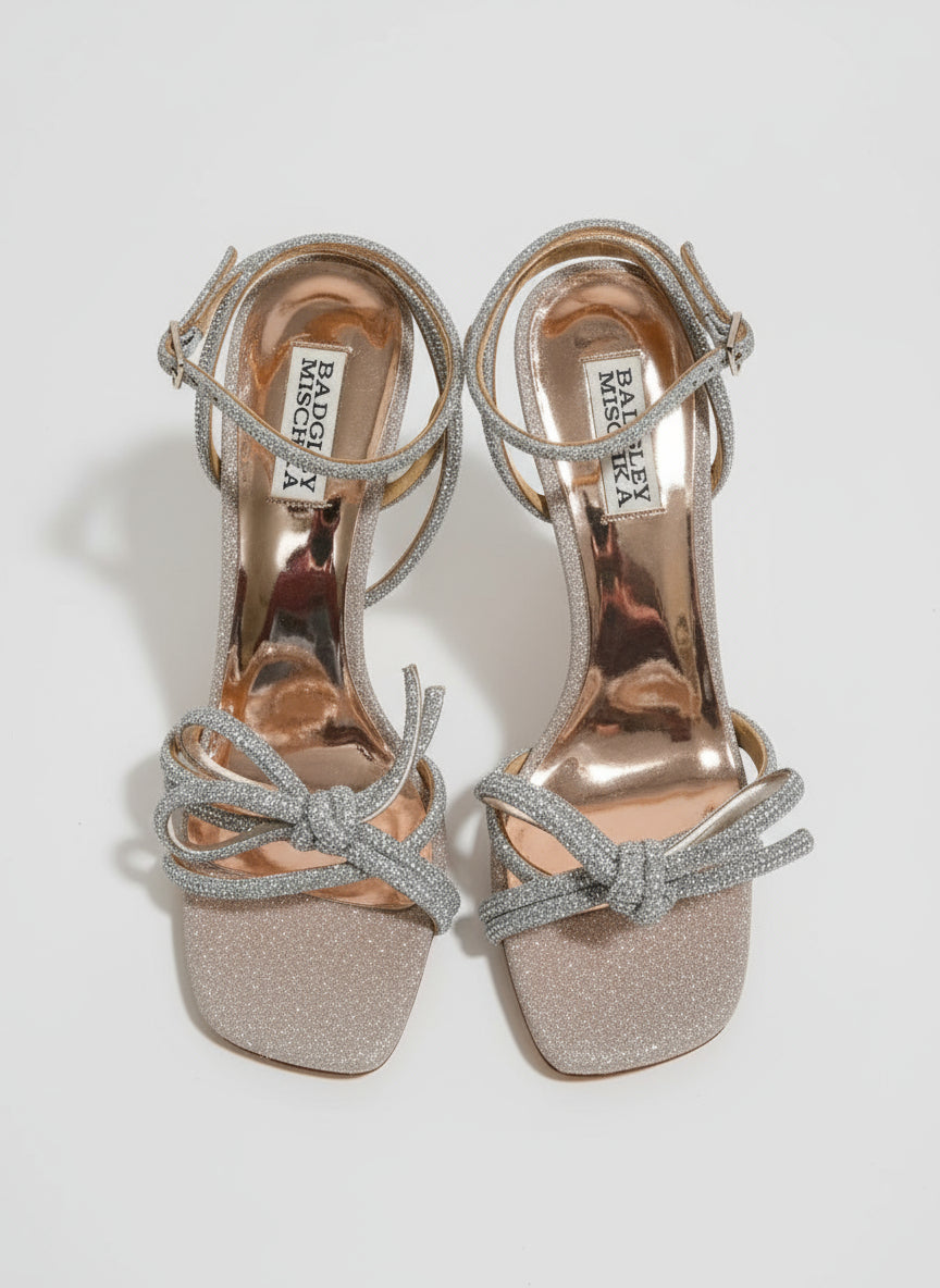 PRE-OWNED SIZE 11 Badgley Mischka Effie Strappy Bow Stiletto Heels