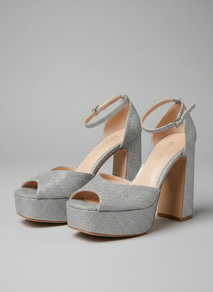PRE-OWNED SIZE 5.5 Badgley Mischka Jayda Platform Heels Satin