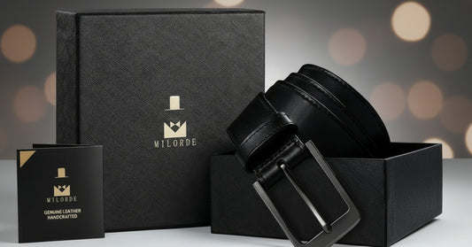 NWT SIZE 36" MILORDE Men’s Genuine Leather Belt with Gift Box