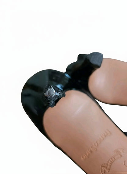 PRE-OWNED SIZE 8 Franco Sarto Black Khloe Leather Slingback Kitten Heels