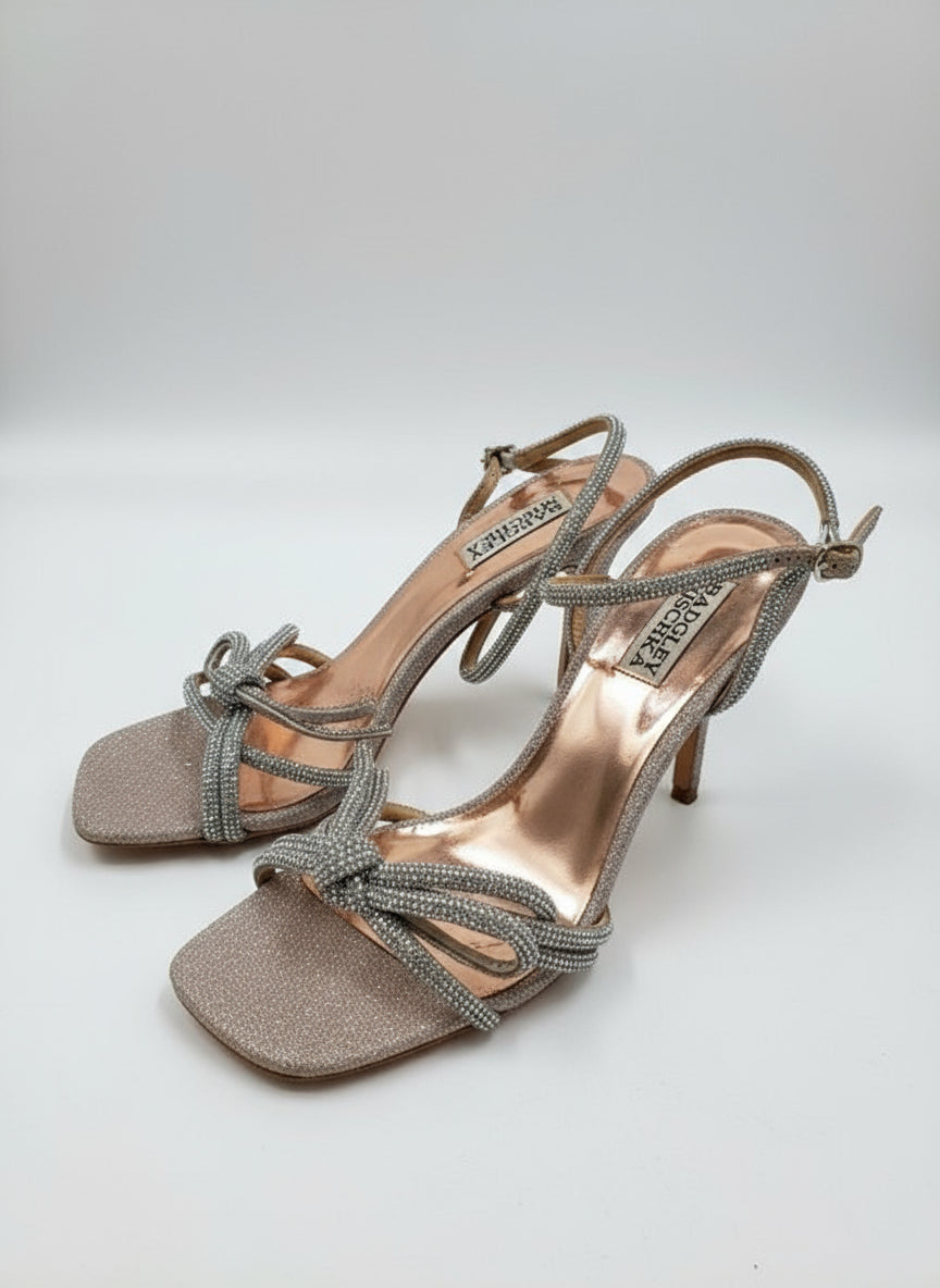 PRE-OWNED SIZE 11 Badgley Mischka Effie Strappy Bow Stiletto Heels